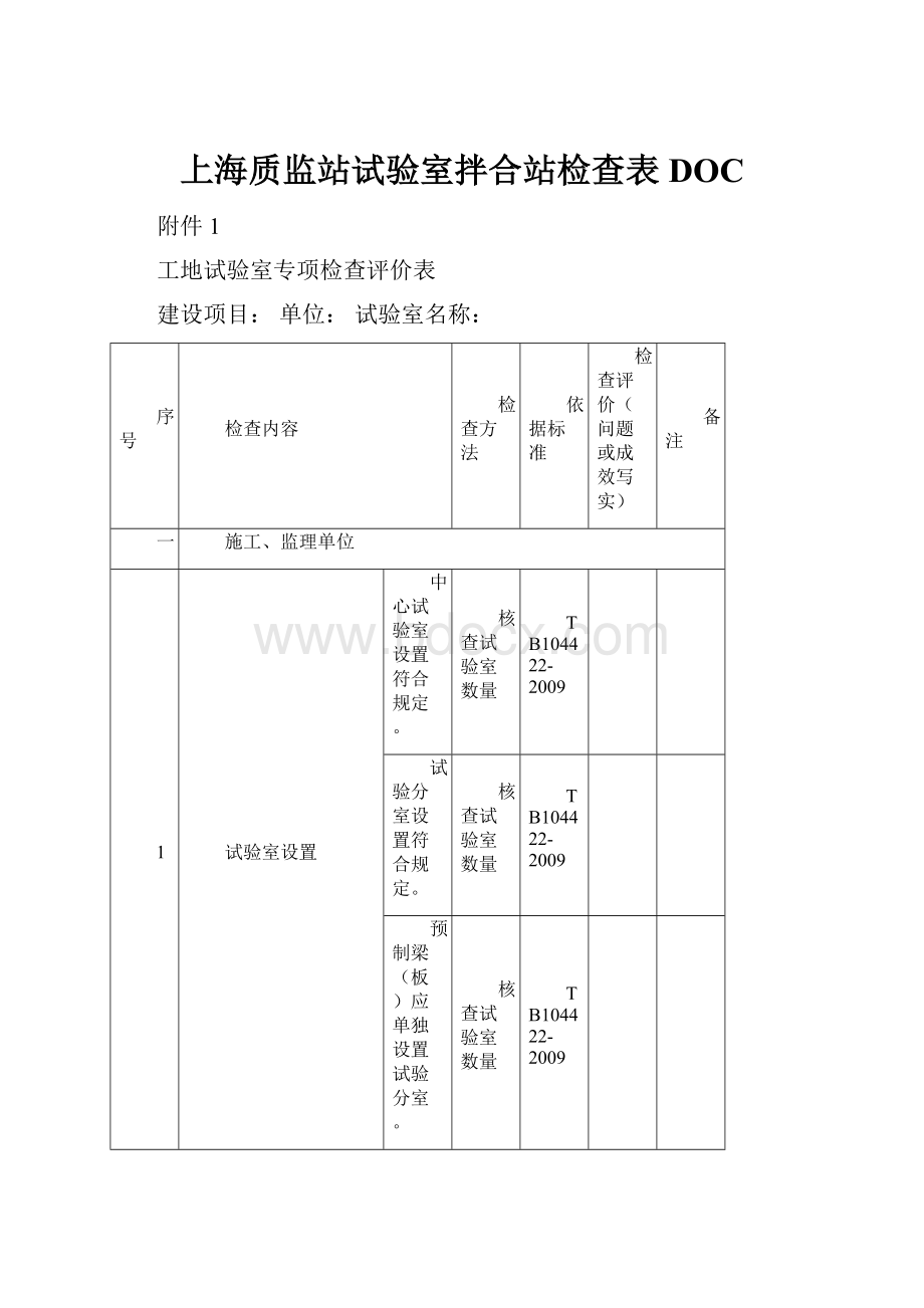 上海质监站试验室拌合站检查表DOC.docx