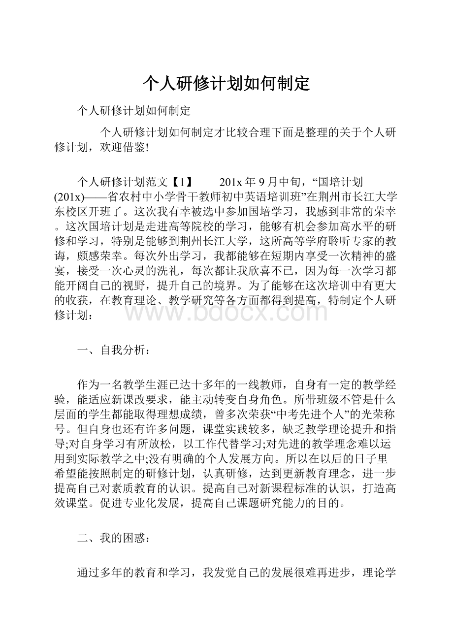 个人研修计划如何制定.docx