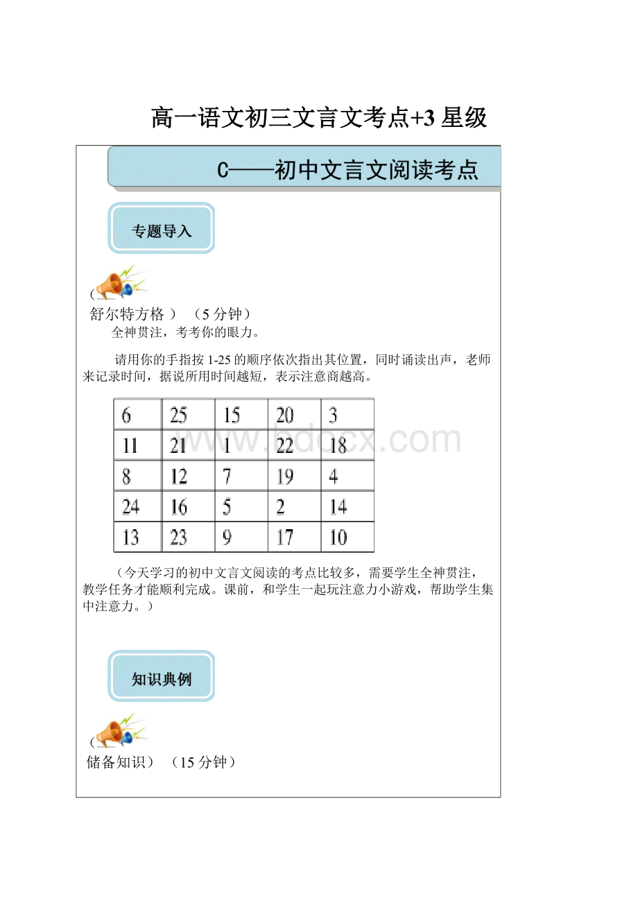 高一语文初三文言文考点+3星级.docx