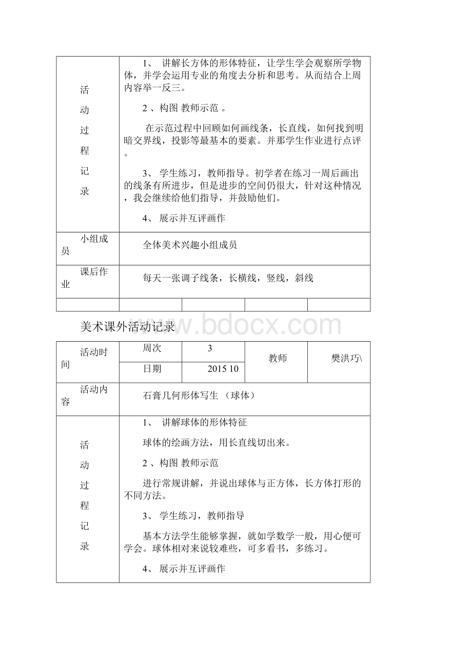 美术课外活动记录教学提纲.docx_第2页