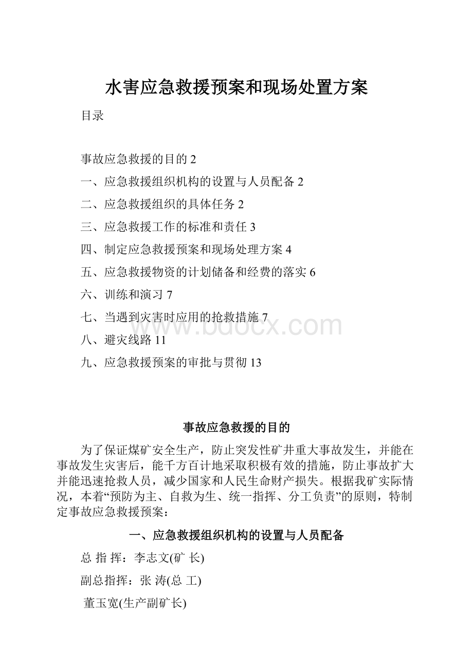 水害应急救援预案和现场处置方案.docx