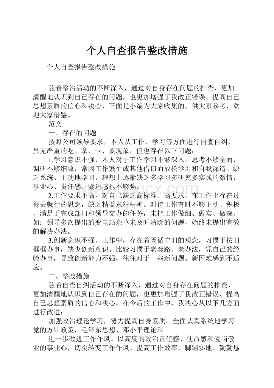 个人自查报告整改措施.docx_第1页