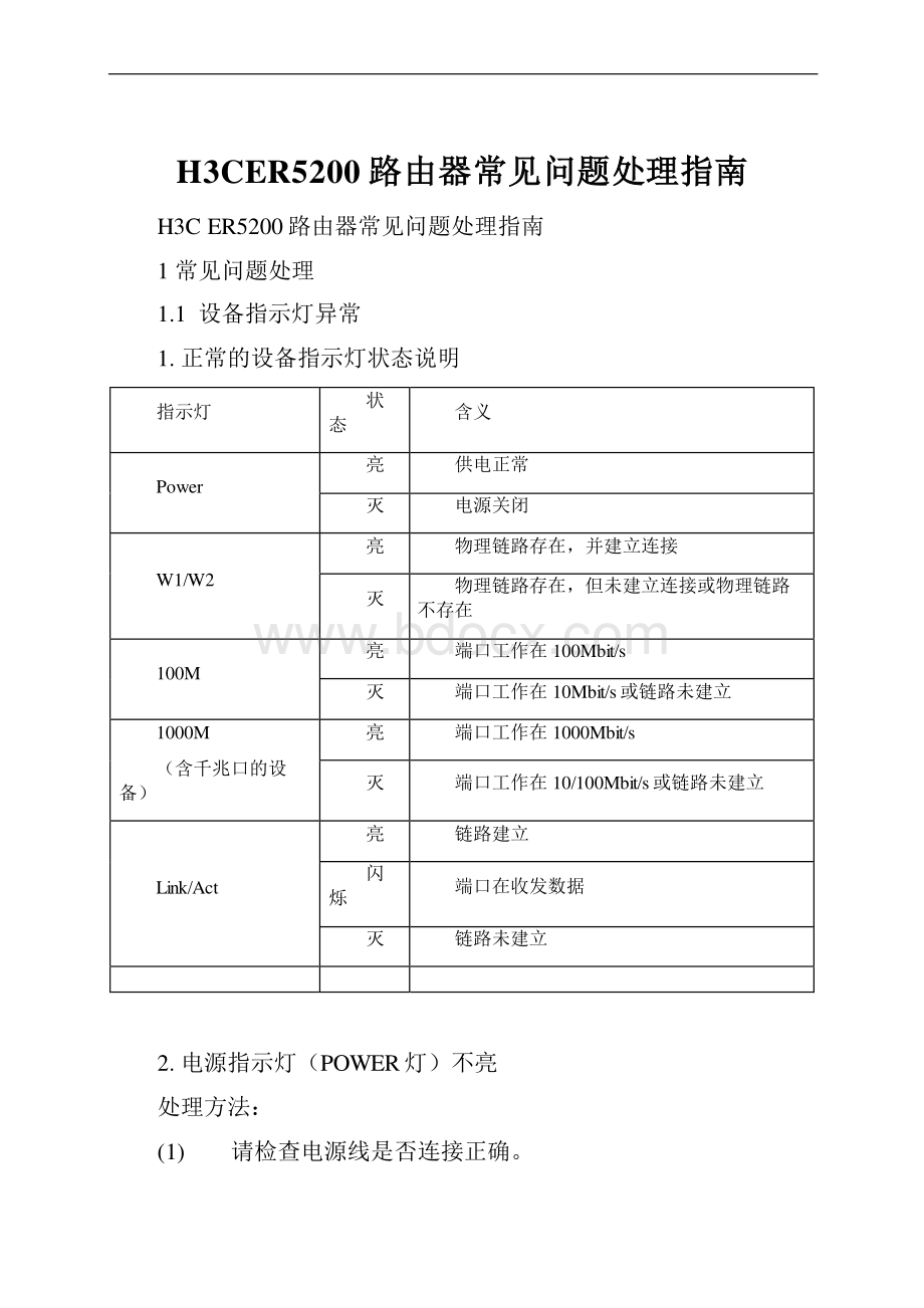 H3CER5200路由器常见问题处理指南.docx_第1页