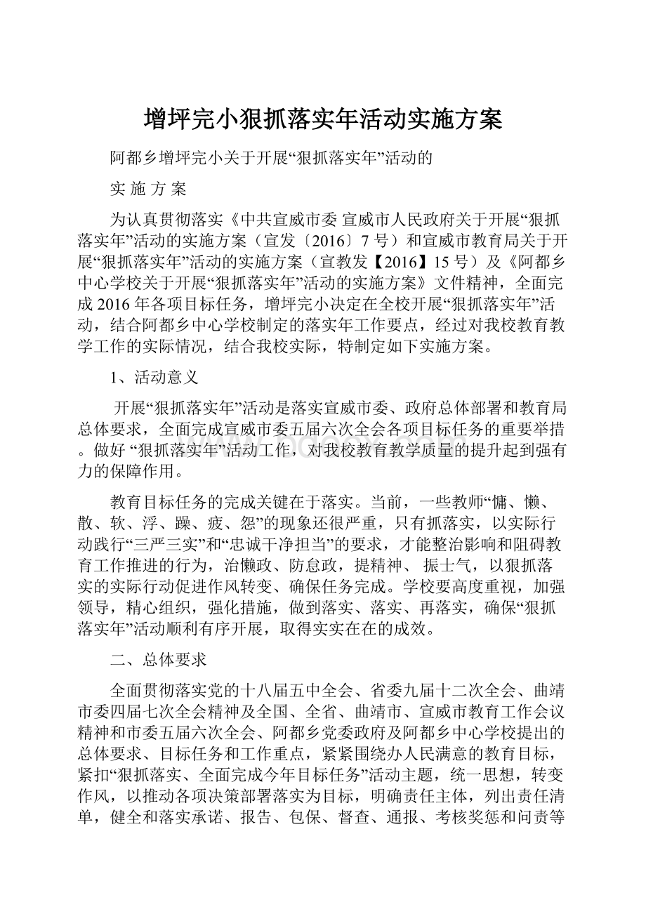 增坪完小狠抓落实年活动实施方案.docx