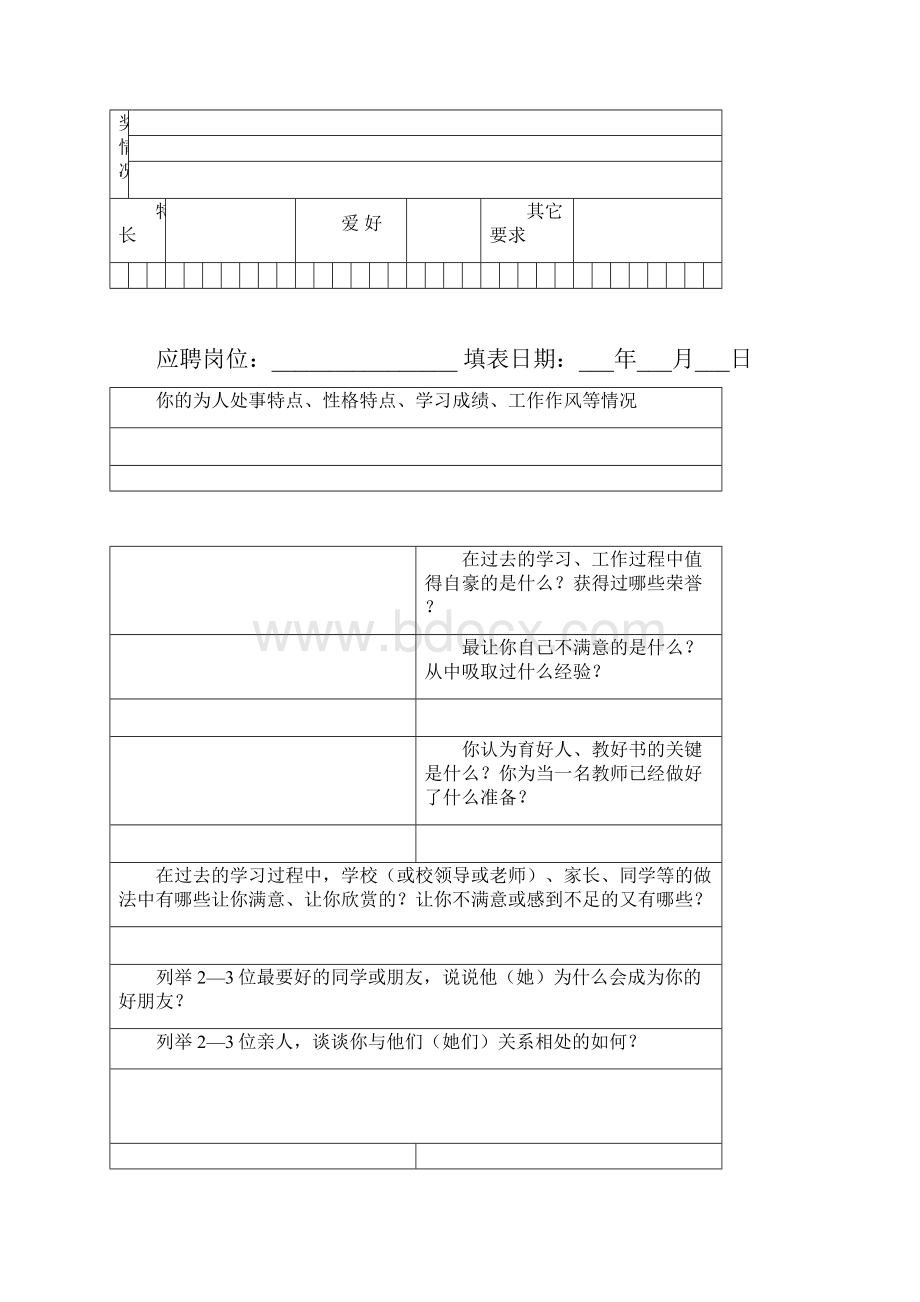 泉州聚龙外国语学校优秀毕业生应聘登记表.docx_第2页