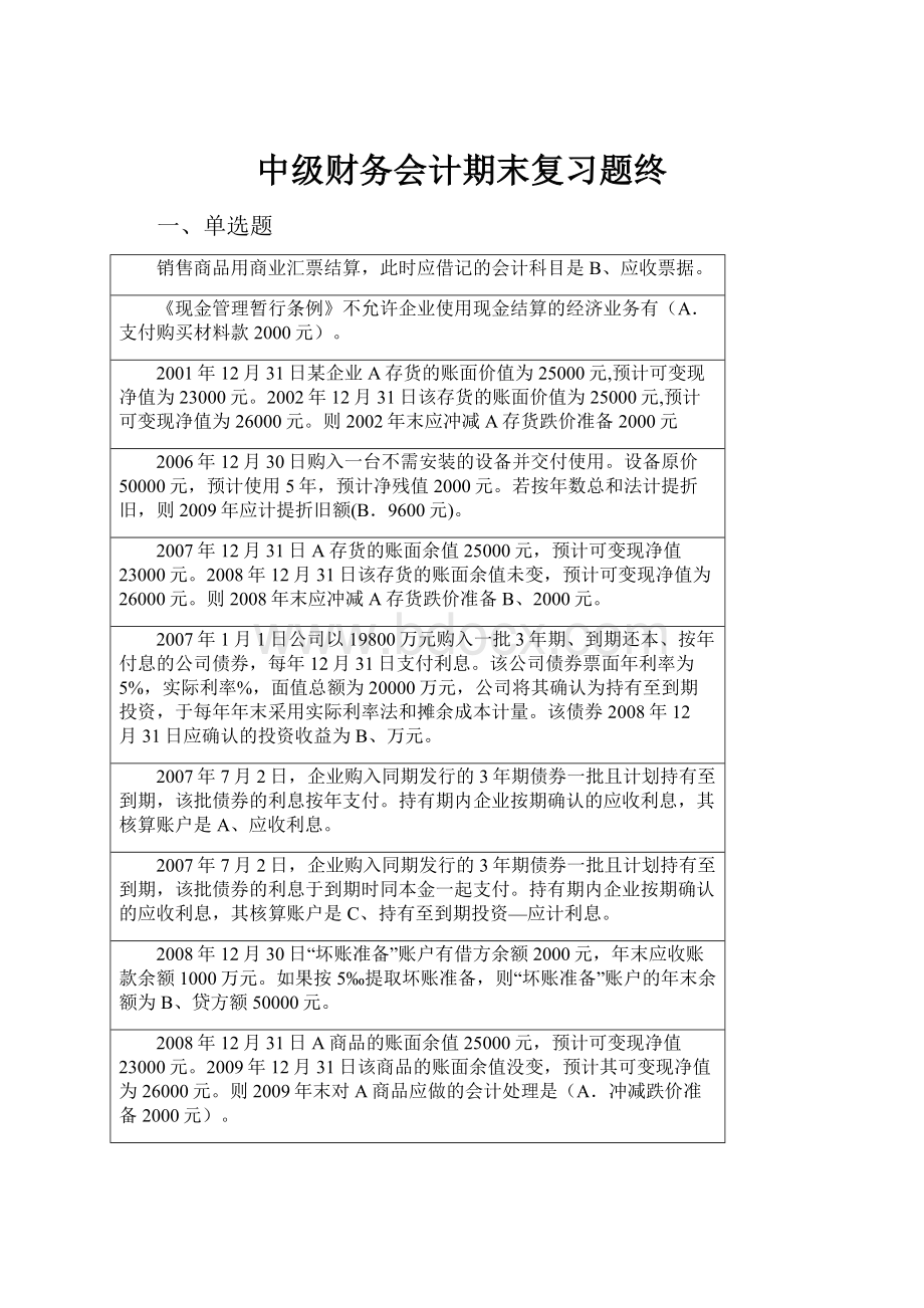 中级财务会计期末复习题终.docx_第1页