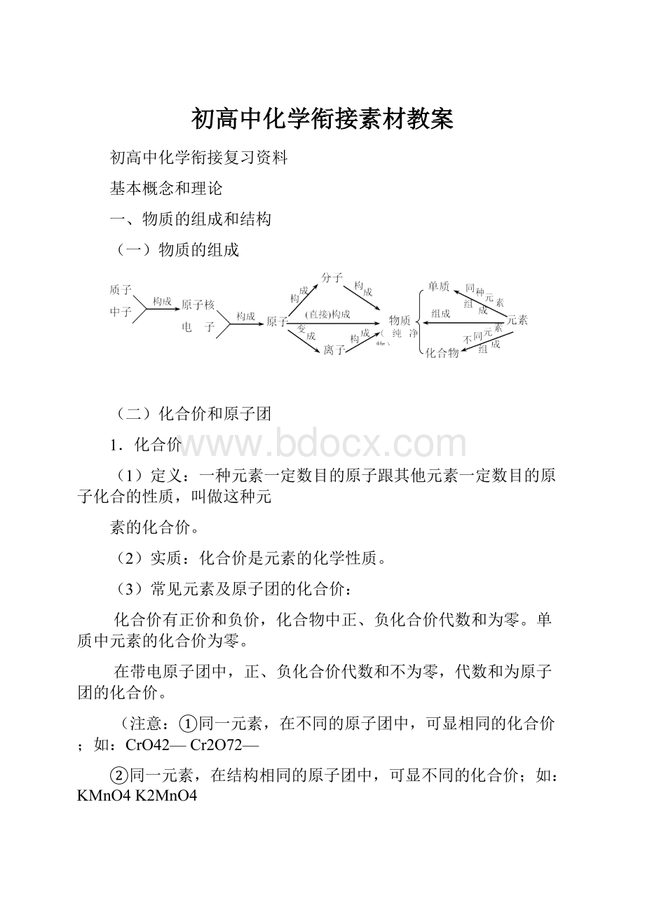 初高中化学衔接素材教案.docx