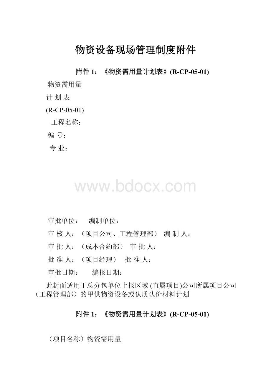 物资设备现场管理制度附件.docx_第1页