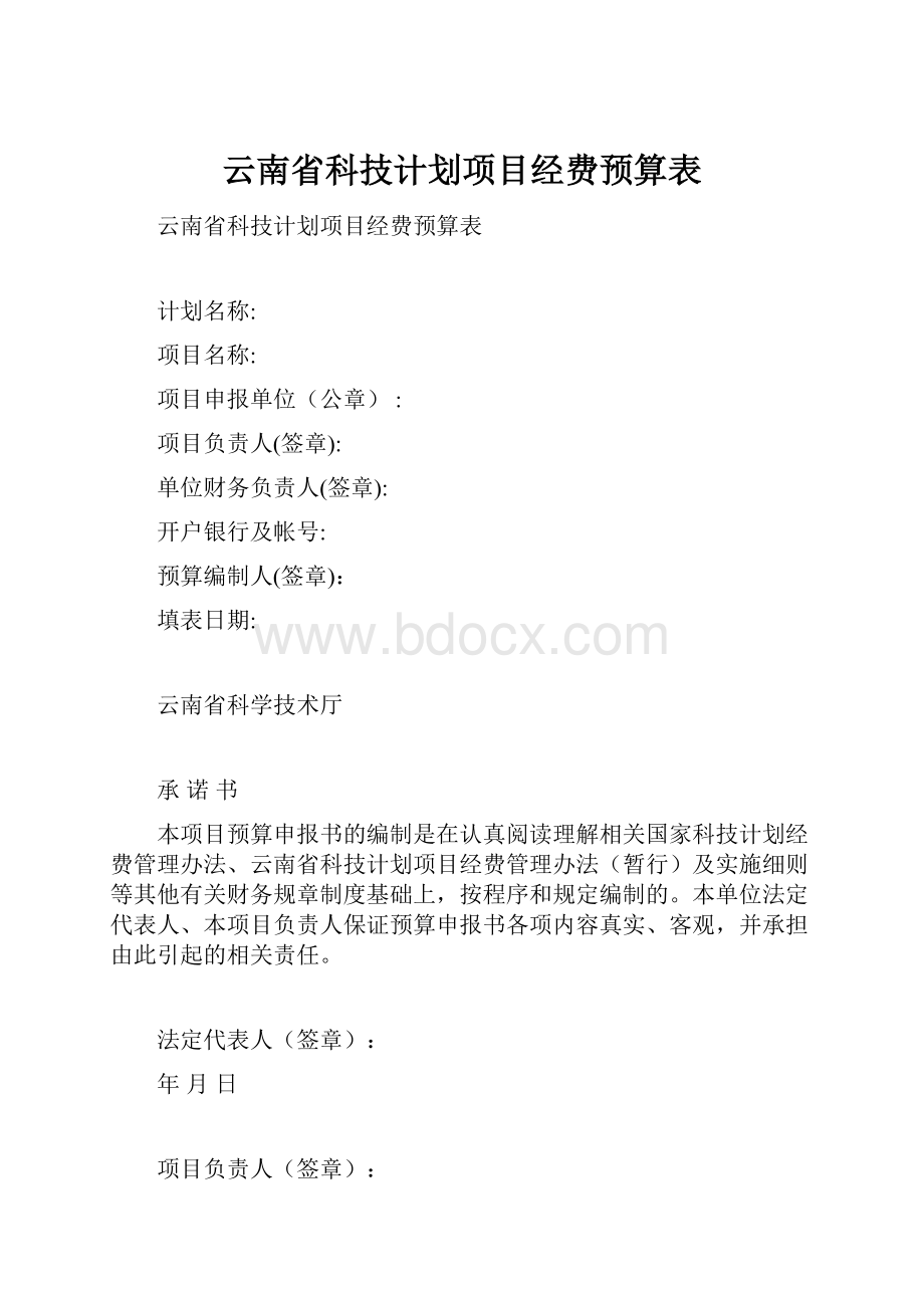 云南省科技计划项目经费预算表.docx