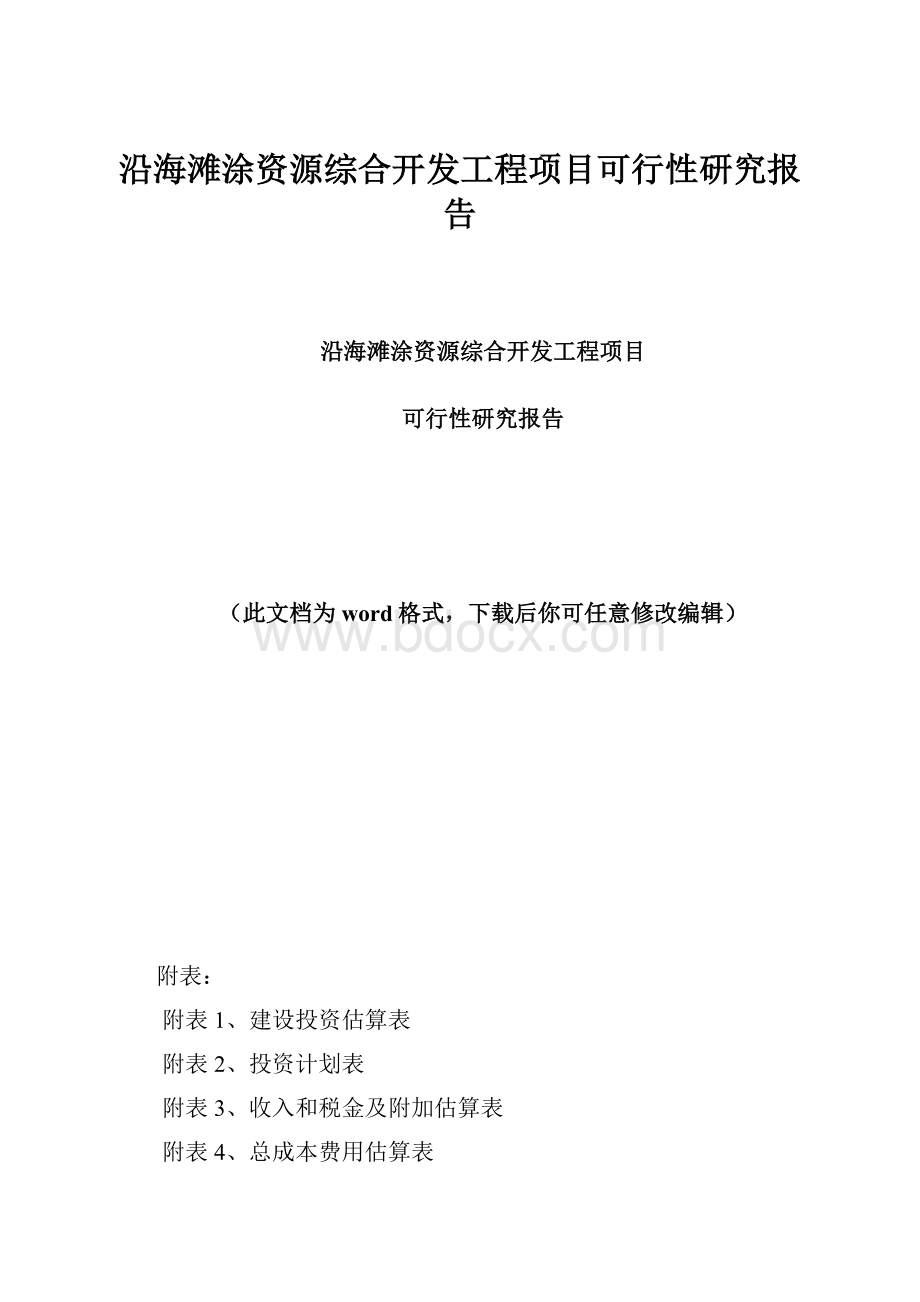 沿海滩涂资源综合开发工程项目可行性研究报告.docx_第1页