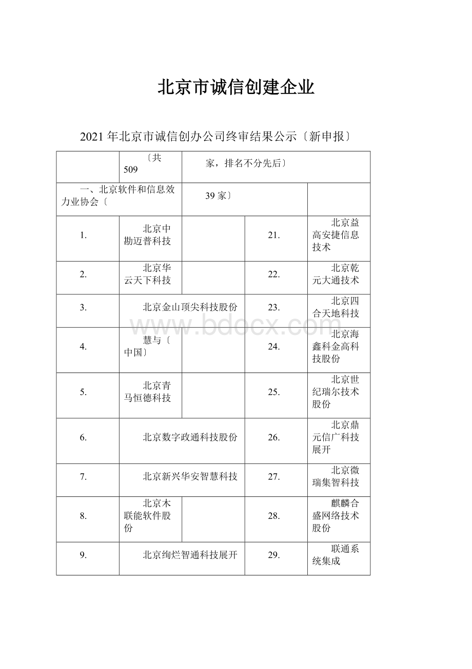 北京市诚信创建企业.docx