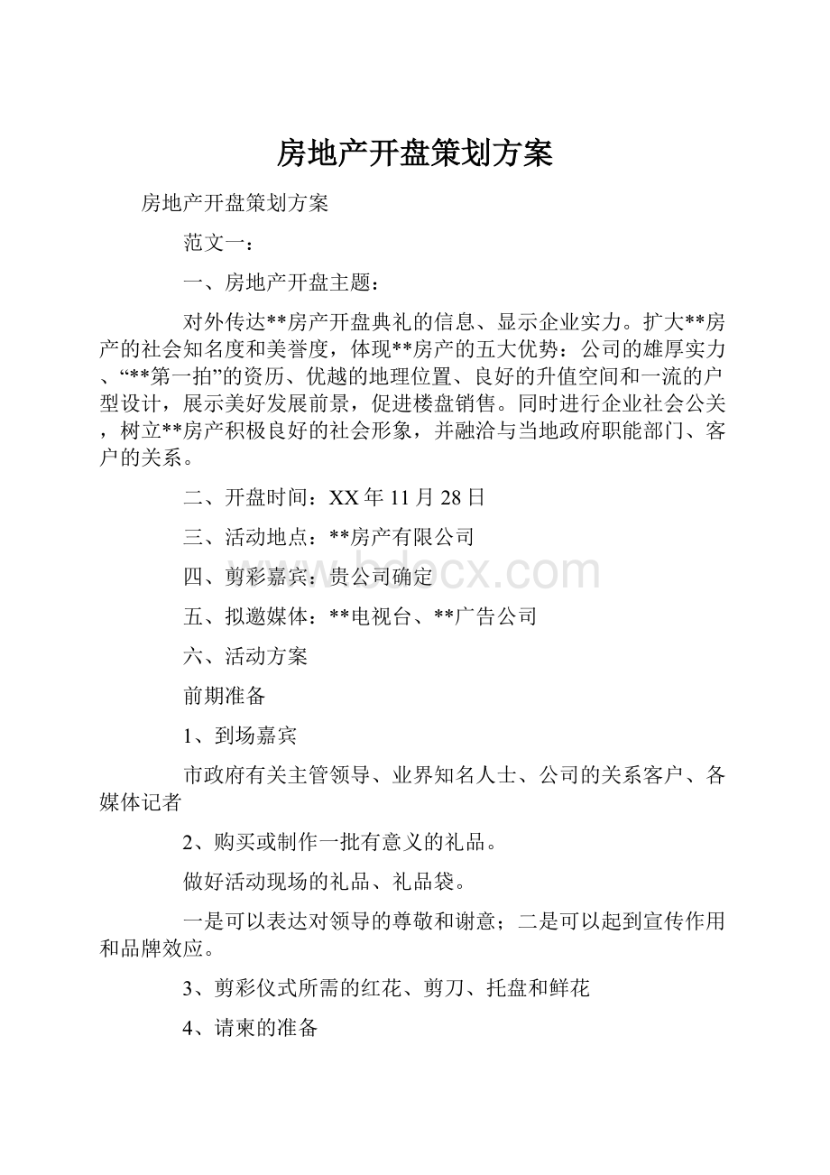 房地产开盘策划方案.docx_第1页