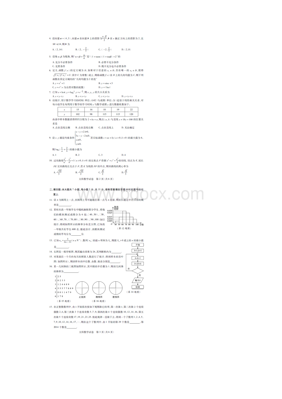 届湖北省高三毕业生五月考前模拟文科数学试题含答案解析扫描版.docx_第2页