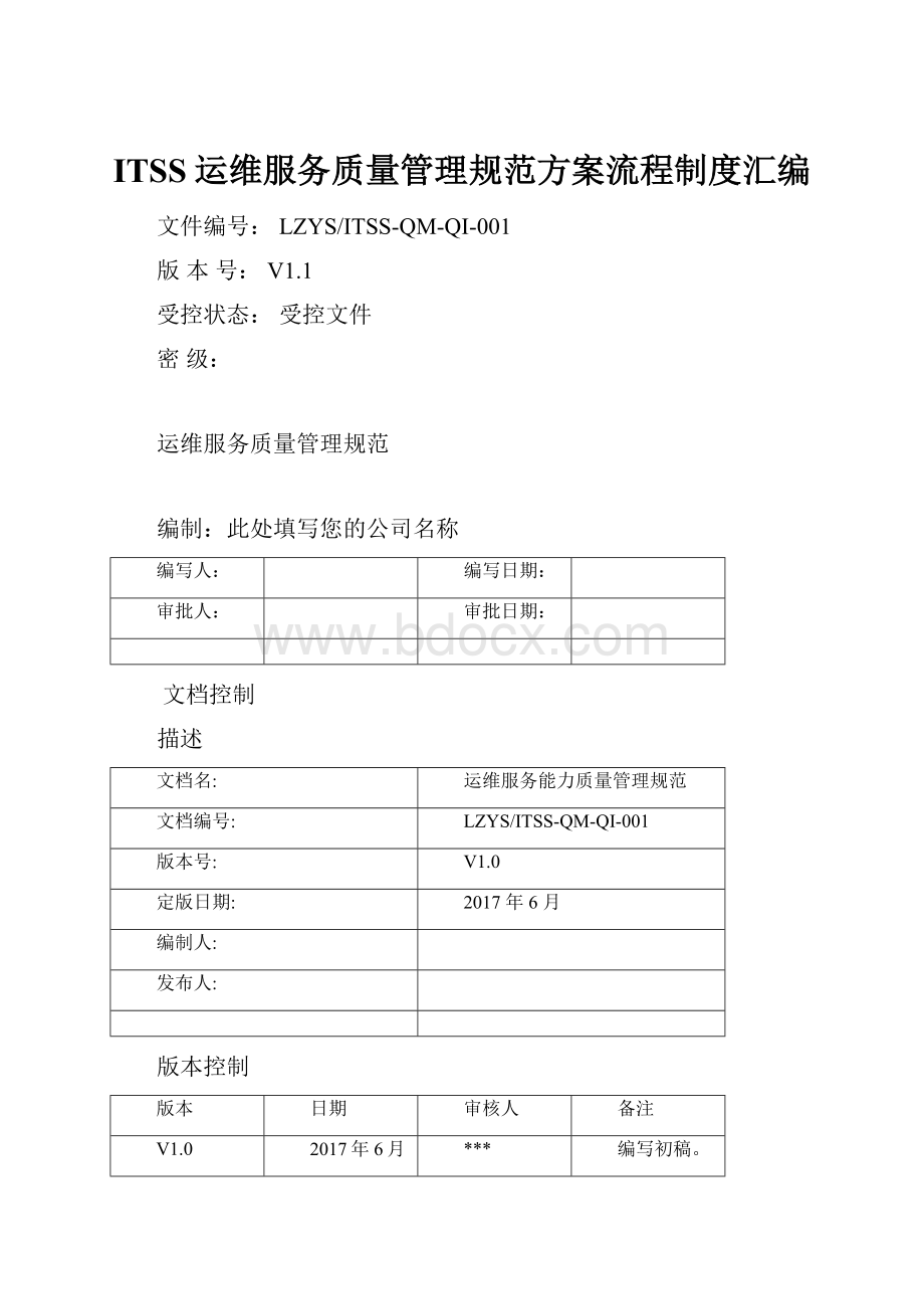 ITSS运维服务质量管理规范方案流程制度汇编.docx_第1页