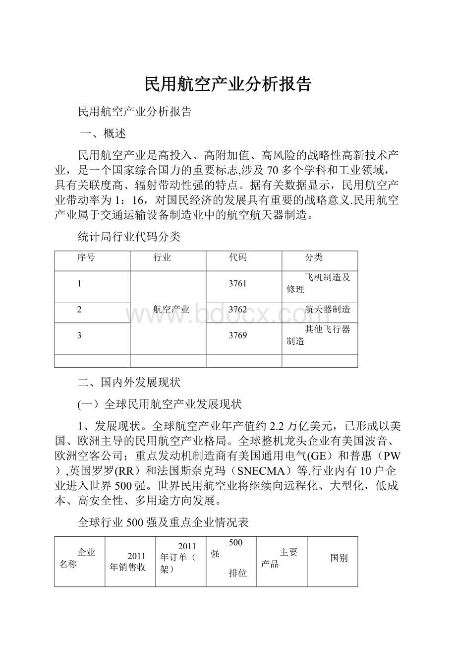 民用航空产业分析报告.docx