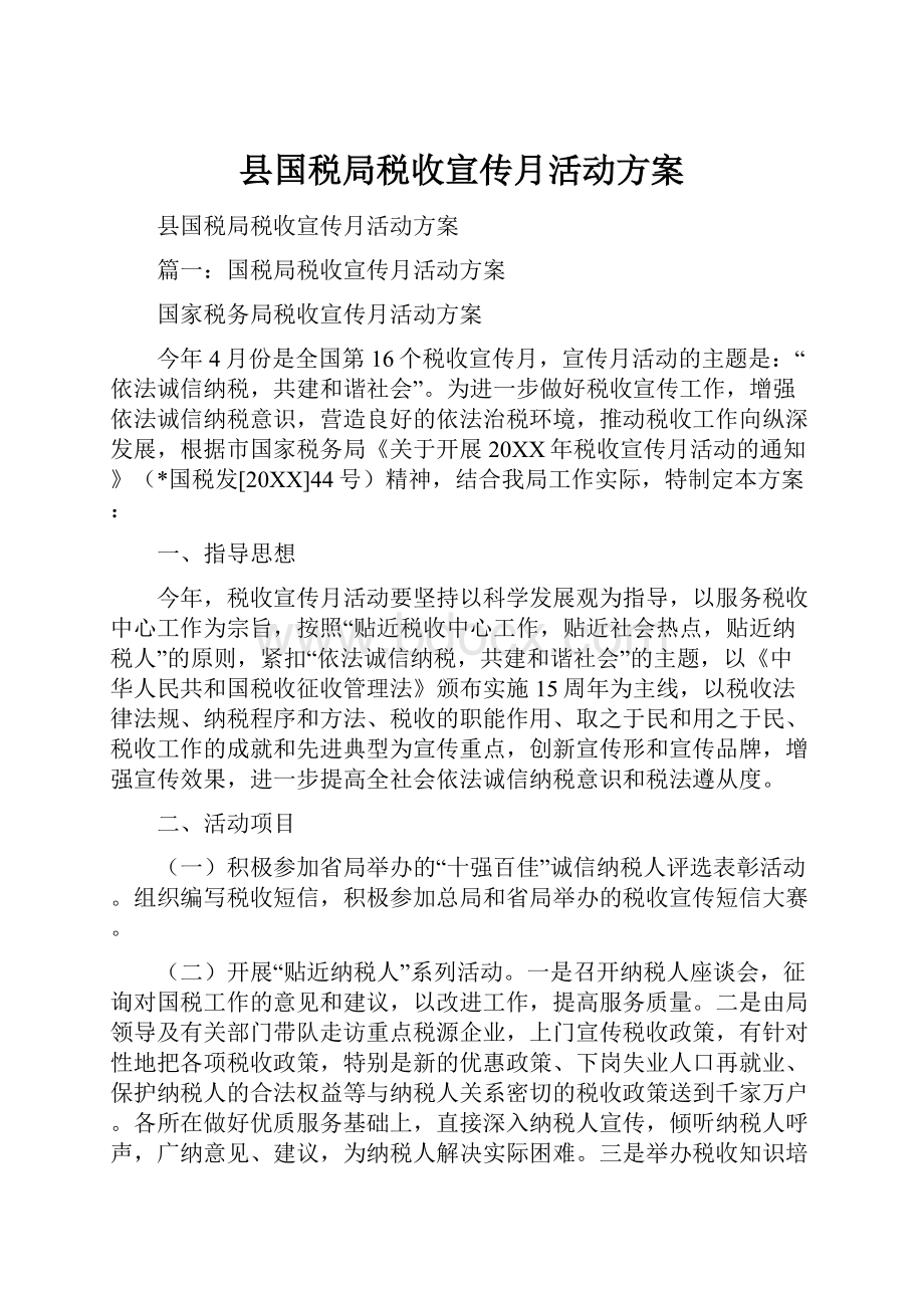 县国税局税收宣传月活动方案.docx