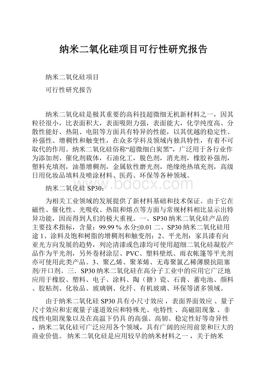 纳米二氧化硅项目可行性研究报告.docx_第1页