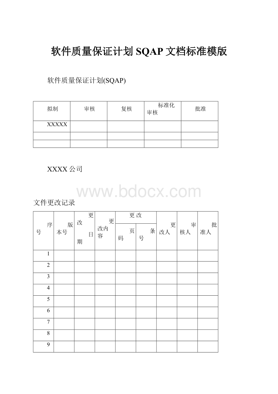 软件质量保证计划SQAP文档标准模版.docx