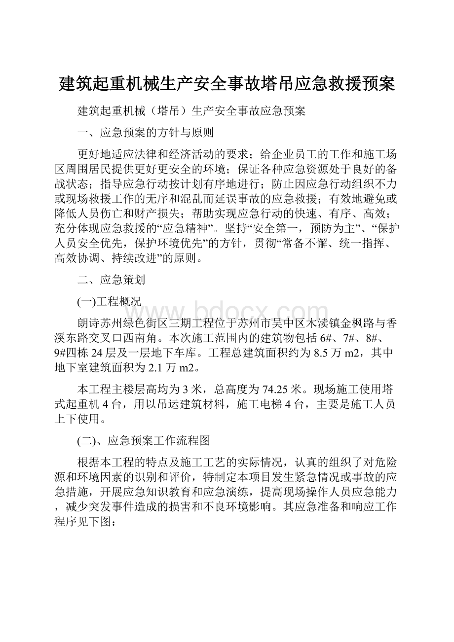 建筑起重机械生产安全事故塔吊应急救援预案.docx_第1页