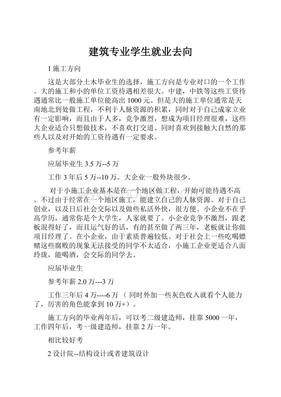 建筑专业学生就业去向.docx