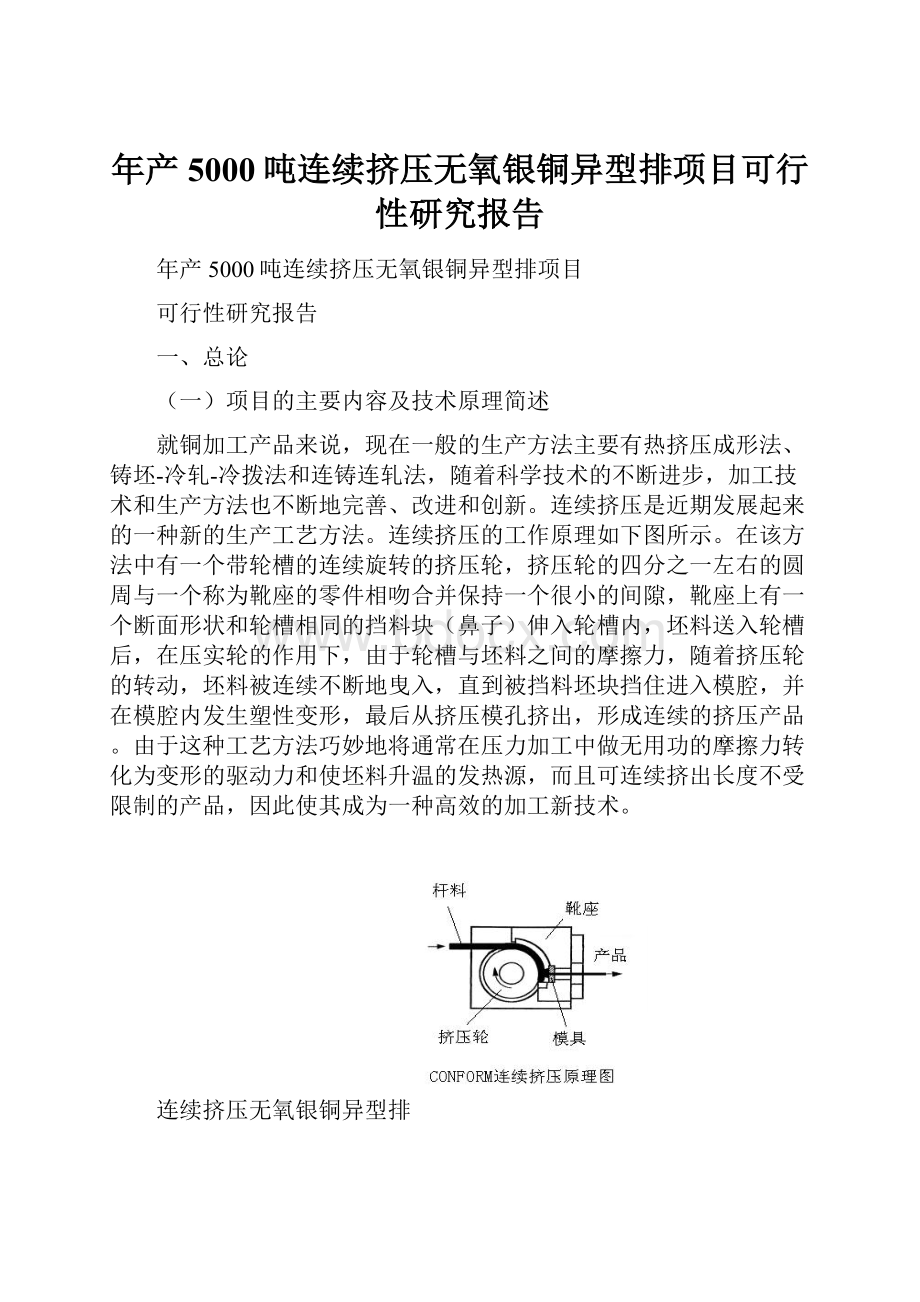 年产5000吨连续挤压无氧银铜异型排项目可行性研究报告.docx