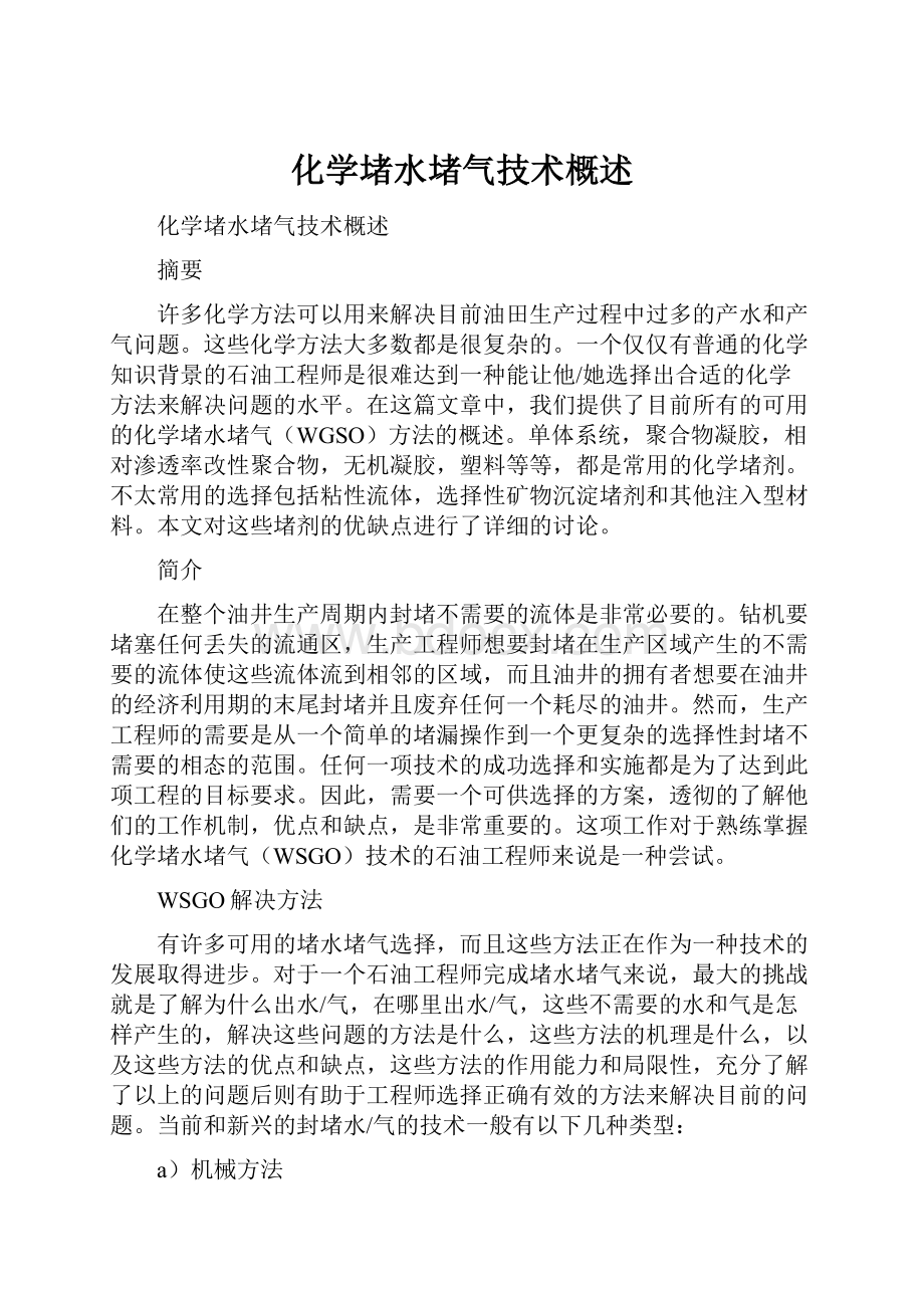 化学堵水堵气技术概述.docx