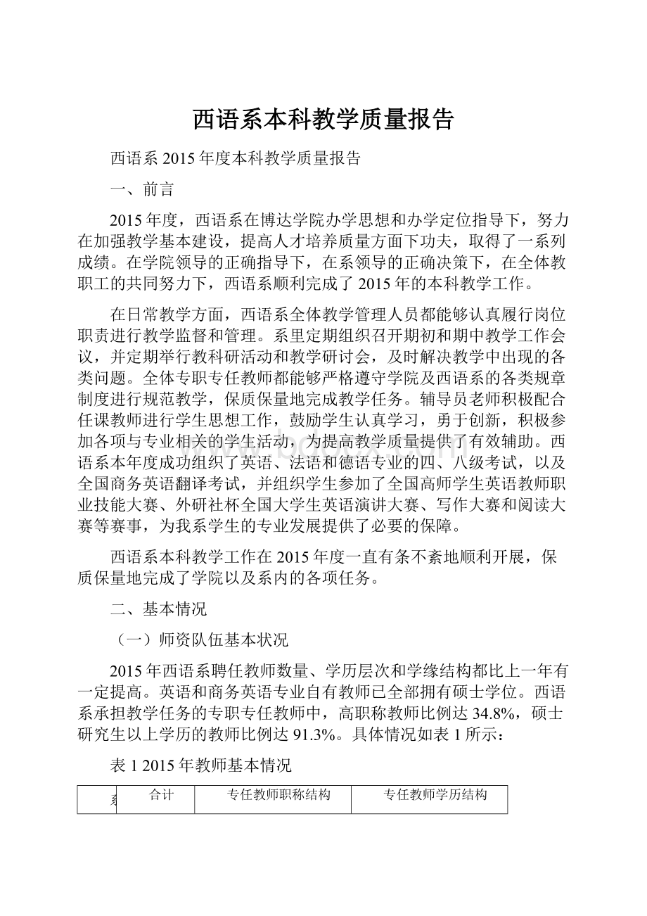 西语系本科教学质量报告.docx