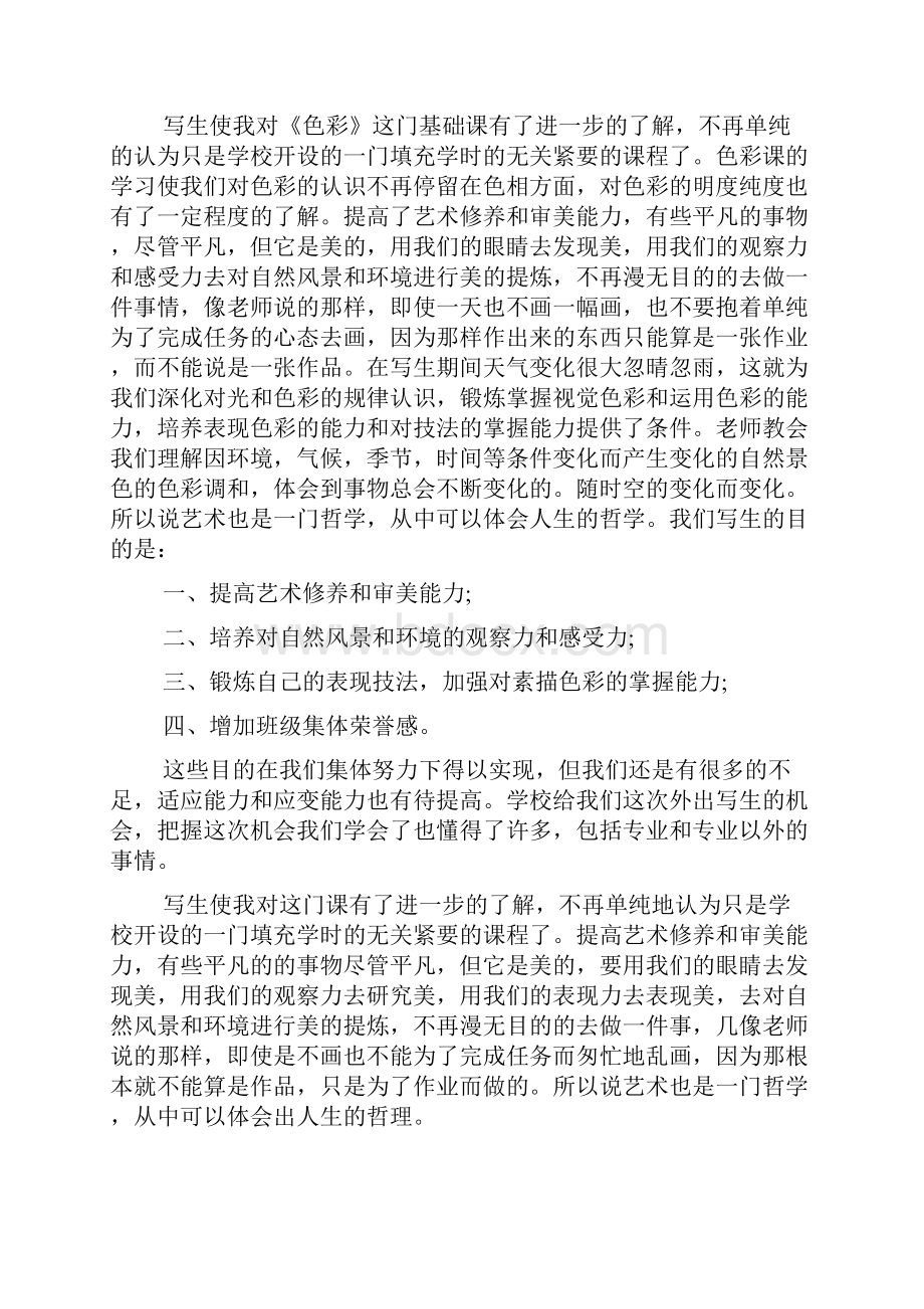 整理美术专业写生实习报告范文.docx_第2页