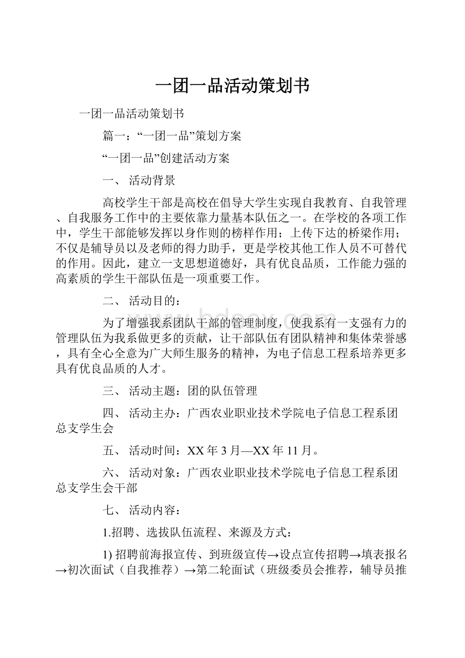 一团一品活动策划书.docx_第1页