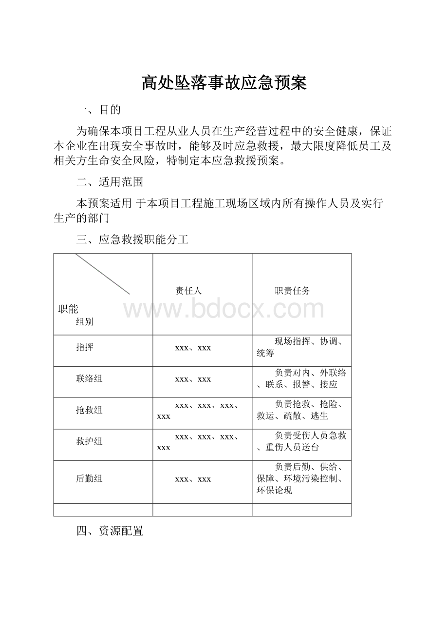 高处坠落事故应急预案.docx_第1页