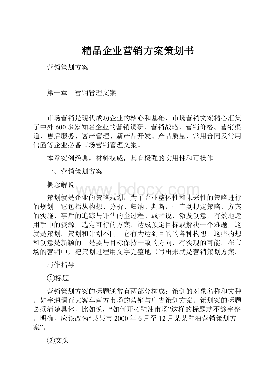 精品企业营销方案策划书.docx_第1页