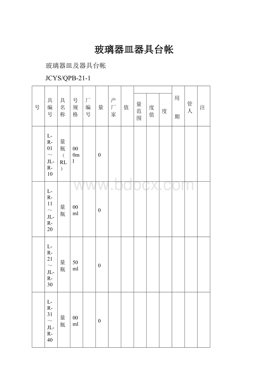 玻璃器皿器具台帐.docx_第1页