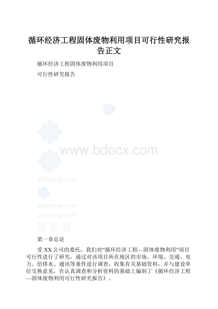 循环经济工程固体废物利用项目可行性研究报告正文.docx