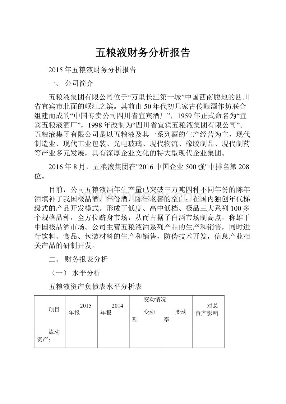 五粮液财务分析报告.docx_第1页