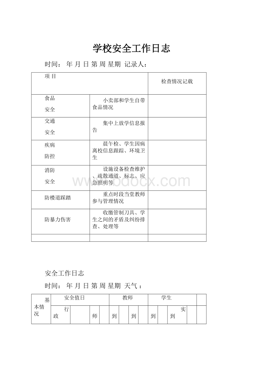 学校安全工作日志.docx