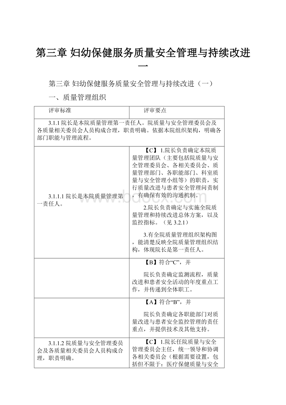 第三章 妇幼保健服务质量安全管理与持续改进一.docx_第1页