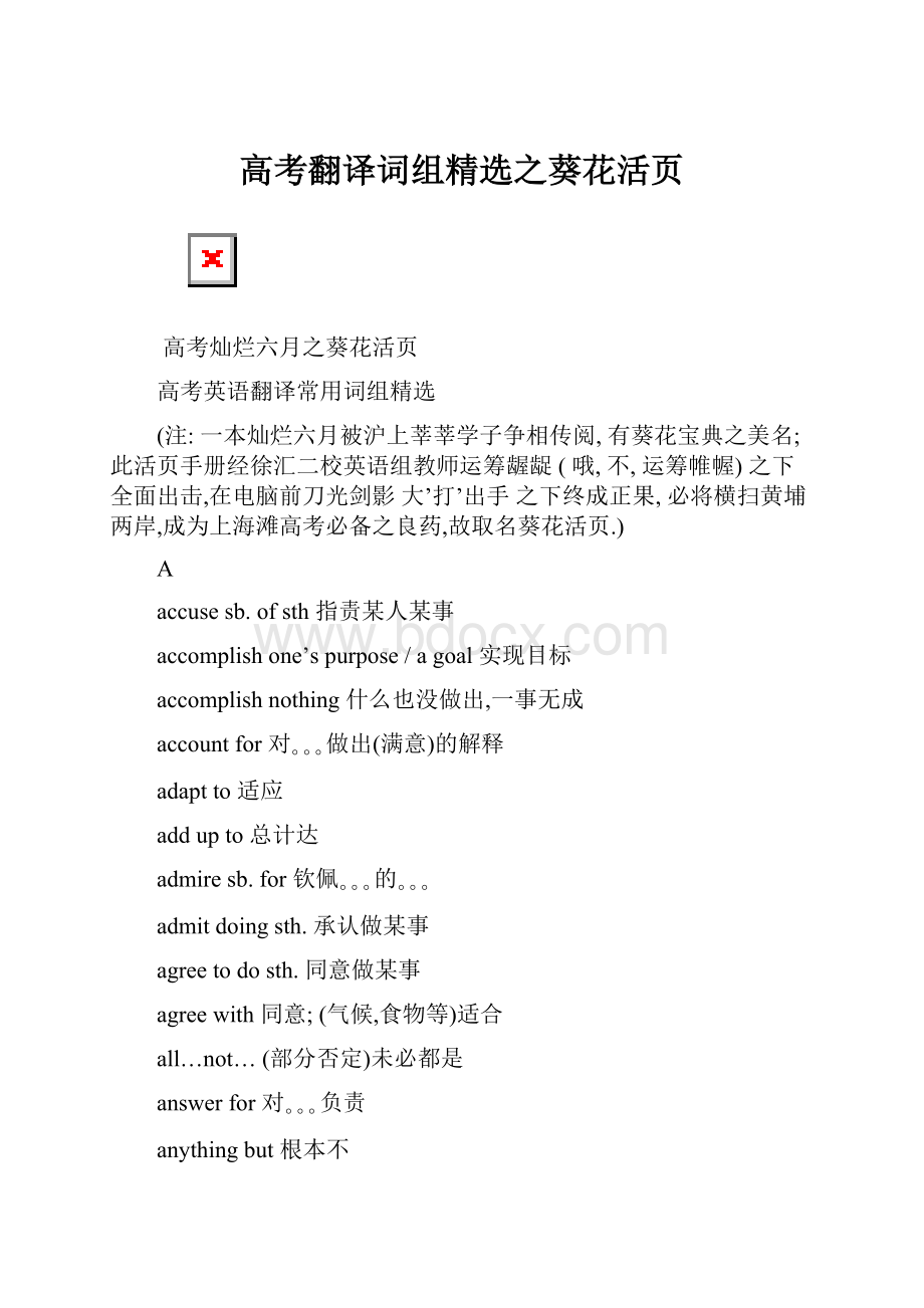 高考翻译词组精选之葵花活页.docx_第1页