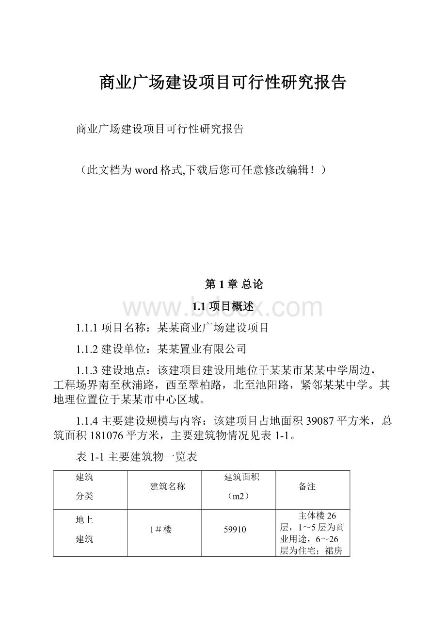 商业广场建设项目可行性研究报告.docx