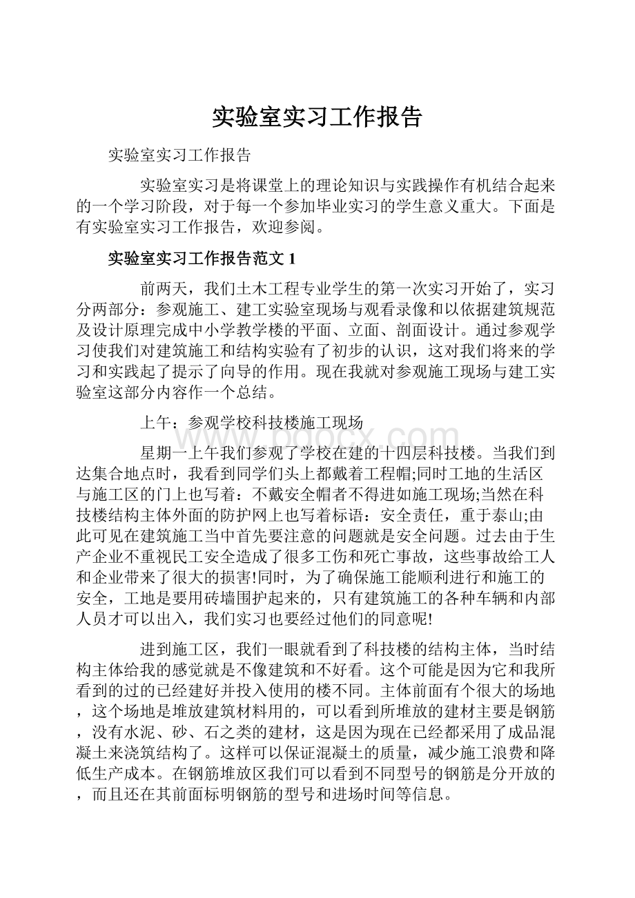 实验室实习工作报告.docx_第1页