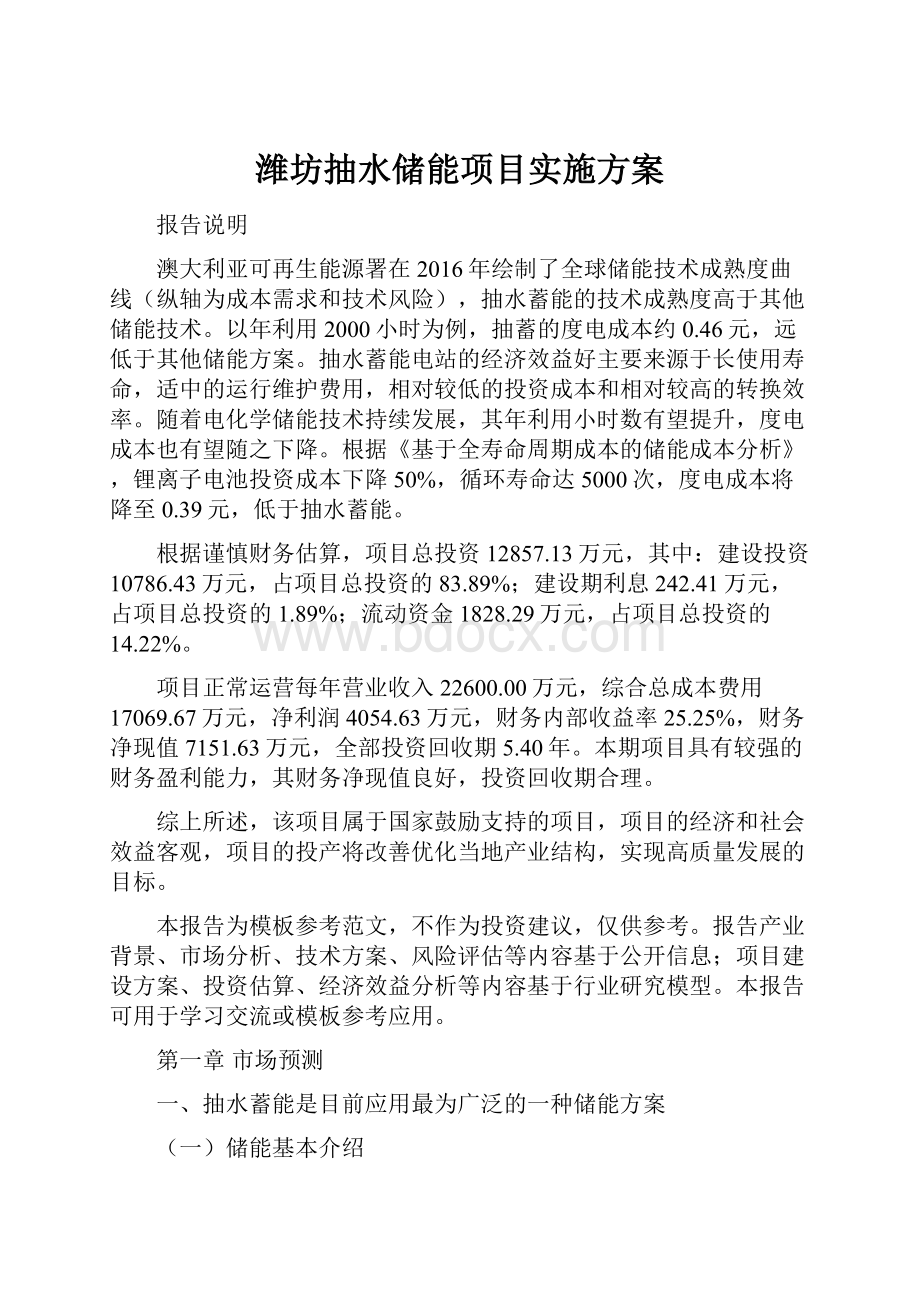 潍坊抽水储能项目实施方案.docx