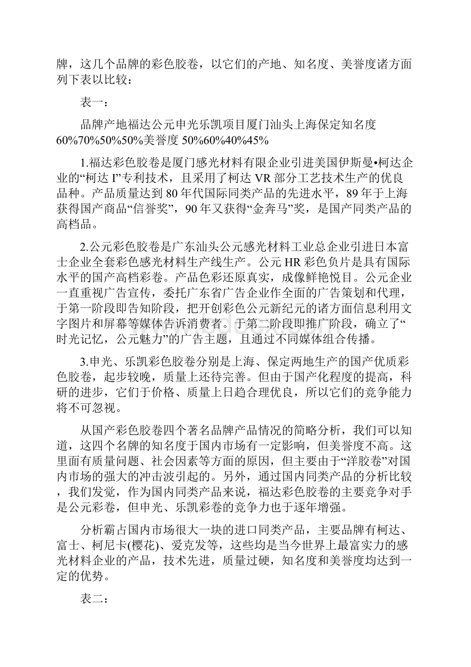 策划智库福达彩色胶卷广告策划书范例.docx_第3页