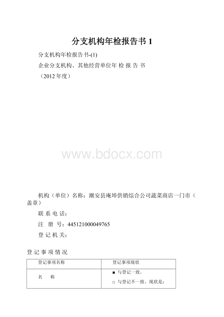 分支机构年检报告书1.docx_第1页