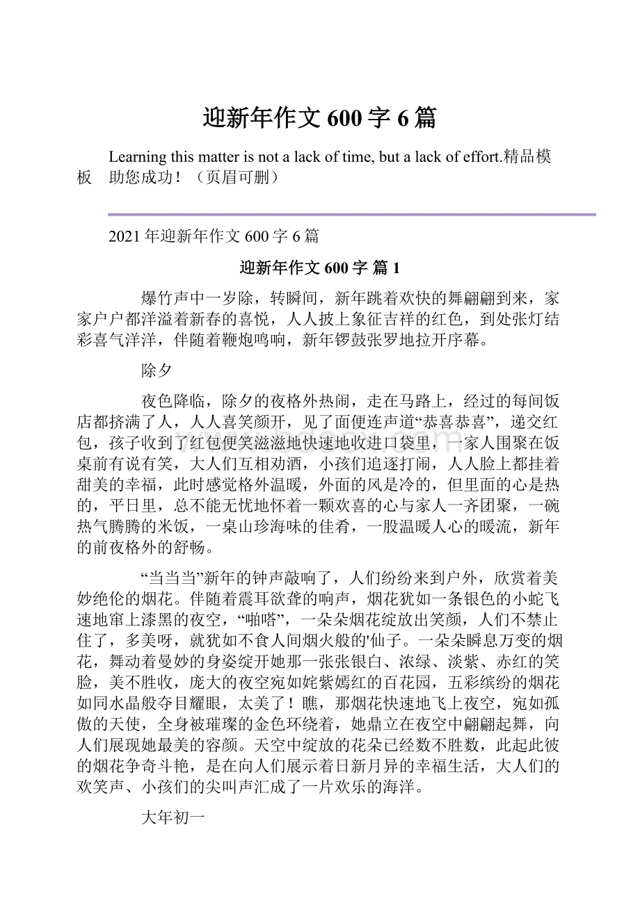 迎新年作文600字6篇.docx_第1页