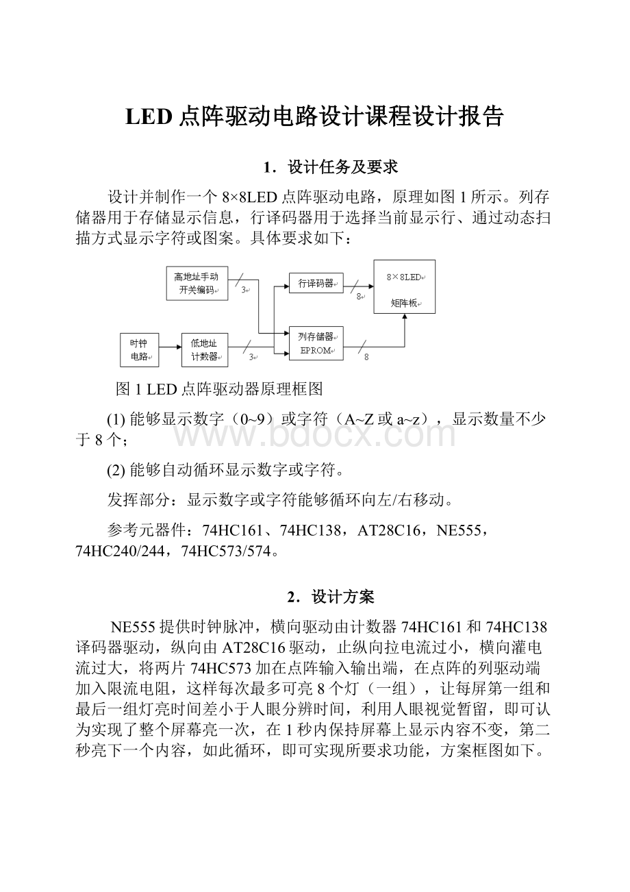 LED点阵驱动电路设计课程设计报告.docx