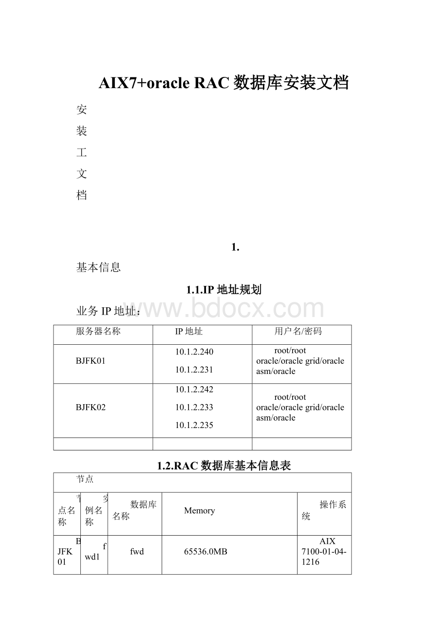 AIX7+oracle RAC数据库安装文档.docx_第1页