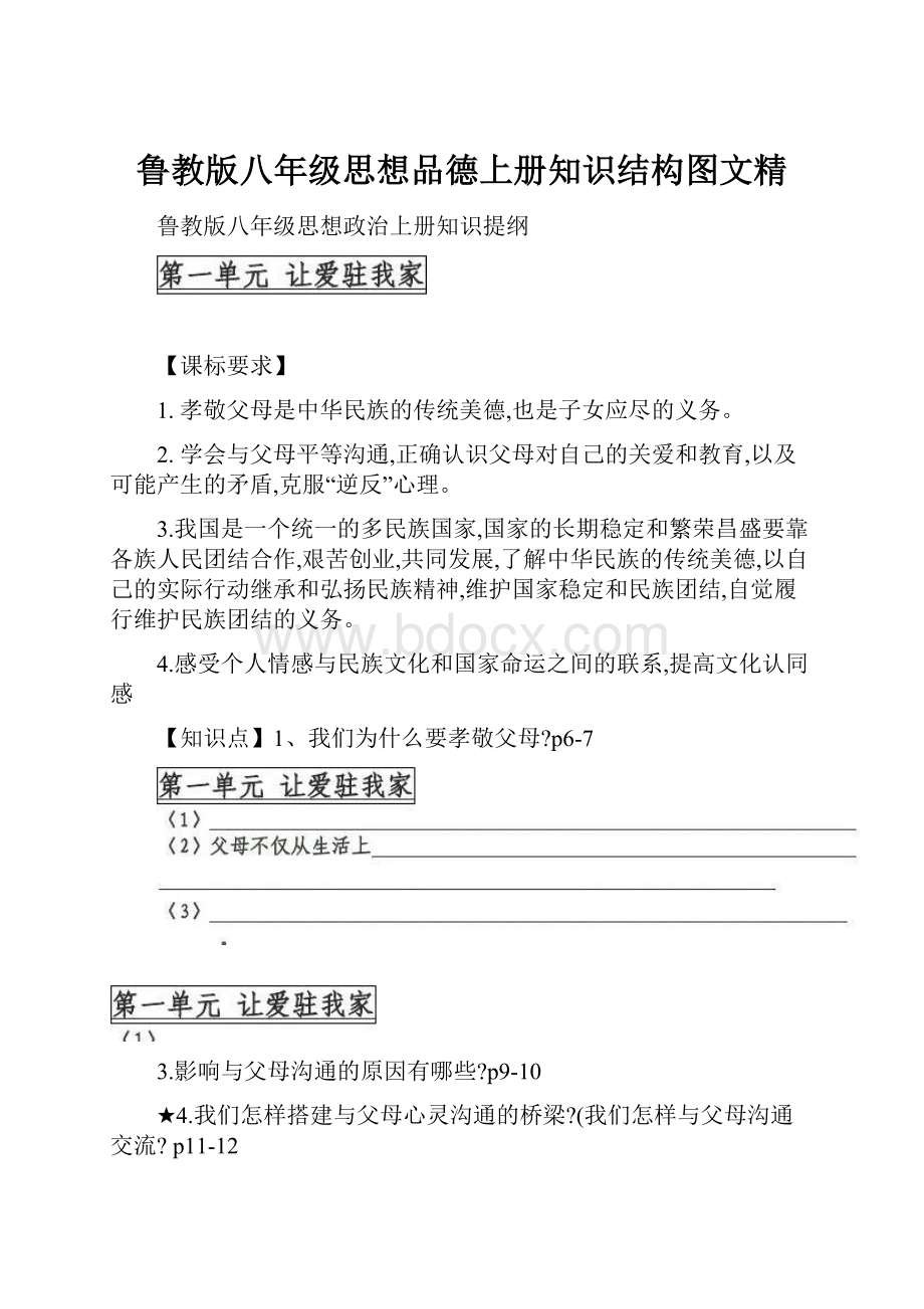 鲁教版八年级思想品德上册知识结构图文精.docx