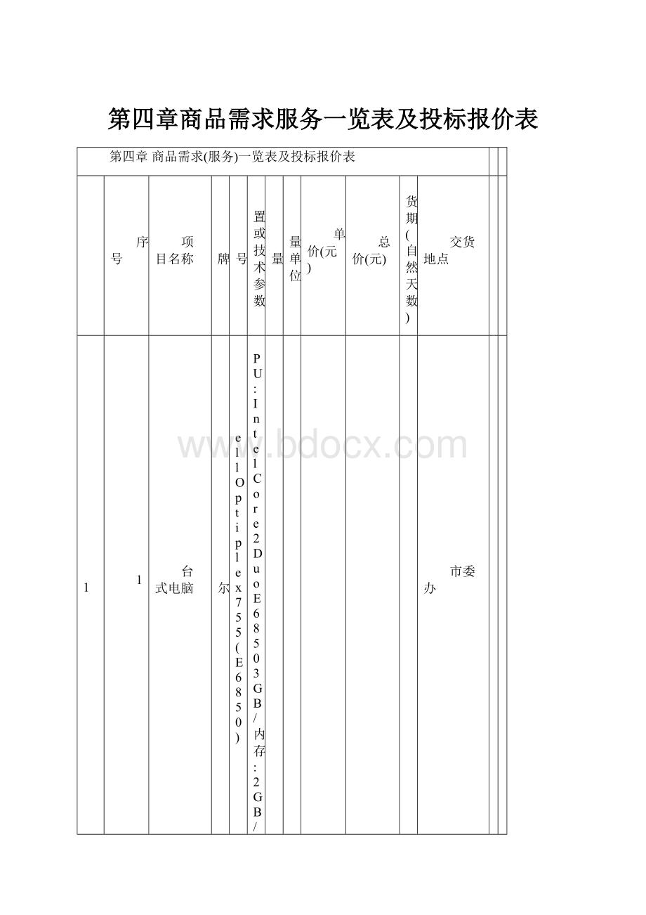 第四章商品需求服务一览表及投标报价表.docx