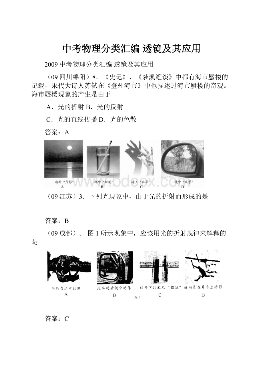 中考物理分类汇编透镜及其应用.docx