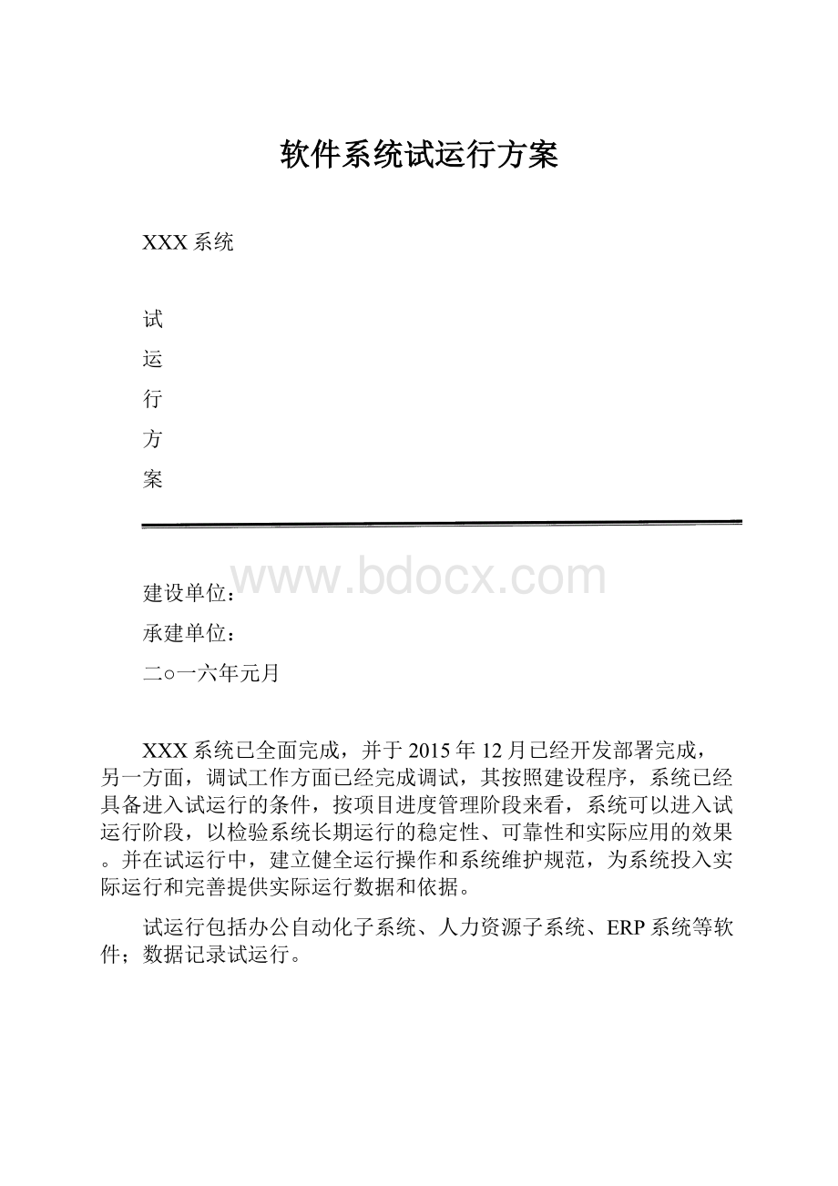 软件系统试运行方案.docx