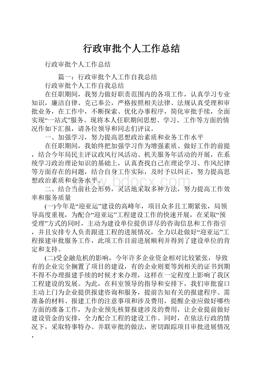 行政审批个人工作总结.docx